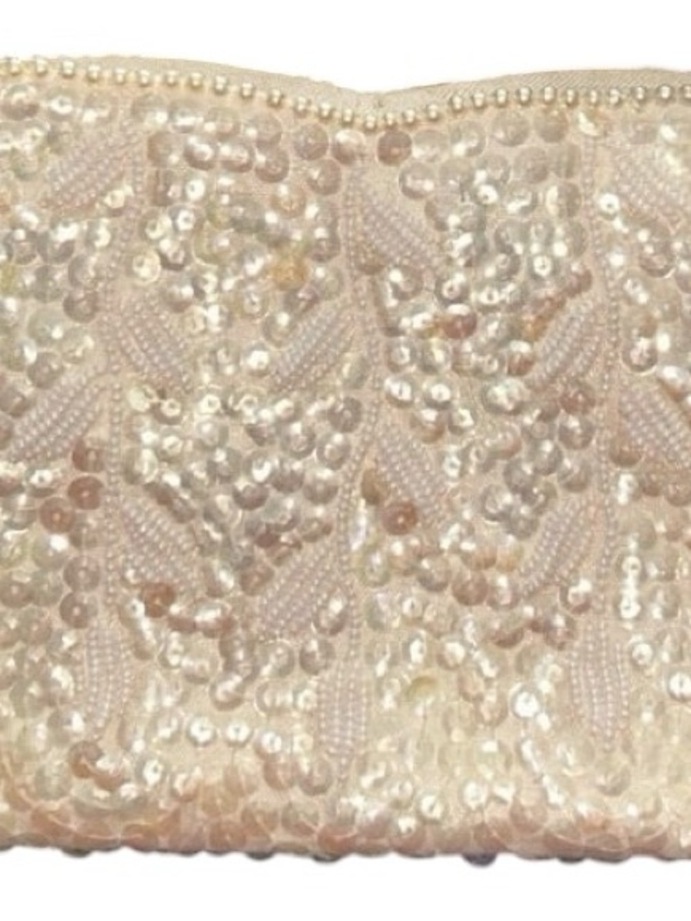 Vintage White Beaded Sequin Clutch Evening Bag 1950s 1960s Bridal